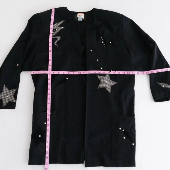 Vintage Eric Ryan Black "Stars & Bolt" Design Open Face Blazer - Picture 4 of 13
